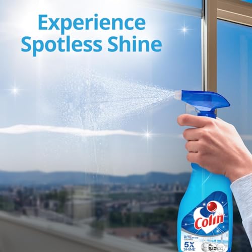 Image of Colin Glass and Surface Cleaner Liquid Spray, 750 ml With 1 Litre Refill | India's #1 All-Purpose Glass Cleaner | Glass Cleaner for Car, Kitchen and Home Surfaces | Multi Surface Cleaner