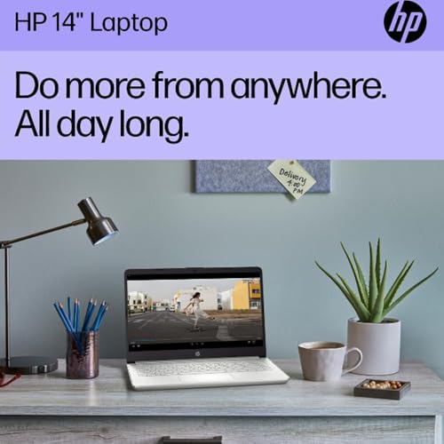 Image of HP 14 Laptop (14 inch HD, Intel Celeron N4120, 4GB RAM, 128GB eMMC + 128GB IST SD Card) for Home, Students, Business, 11-Hr Battery Life, Anti-Glare, 1-Year Office 365, Win 11 Home S w /AI Copilot, Silver