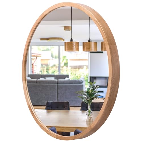 STOLARNIA PIKA Wandspiegel mit Holzrahmen (∅57 cm) - Spiegel Rund Holz Eiche - Runder Bad Spiegel für Badezimmer, Flur, Wohnzimmer, Schlafzimmer - Stilvoller 60 cm Badspiegel LEJA STOLARNIA PIKA Wandspiegel mit Holzrahmen (∅57 cm) - Spiegel Rund Holz Eiche - Runder Bad Spiegel für Badezimmer, Flur, Wohnzimmer, Schlafzimmer - Stilvoller 60 cm Badspiegel LEJA