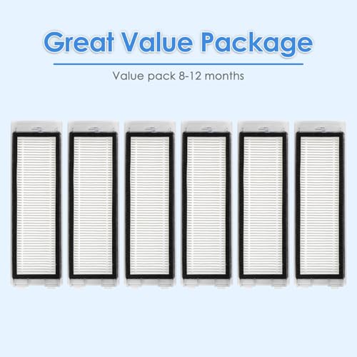 Image of (6 Pack) Q Revo HEPA Filters Compatible with Roborock Q Revo Robot Vacuum Filters Replacement Parts Accessories Kit