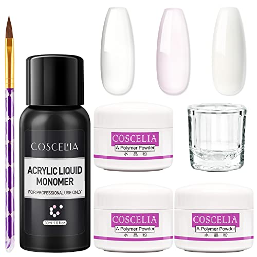 COSCELIA Kit para Uñas Completo Decoración Uñas Porcelana para Uñas Kit Blanco Rosa Transparente