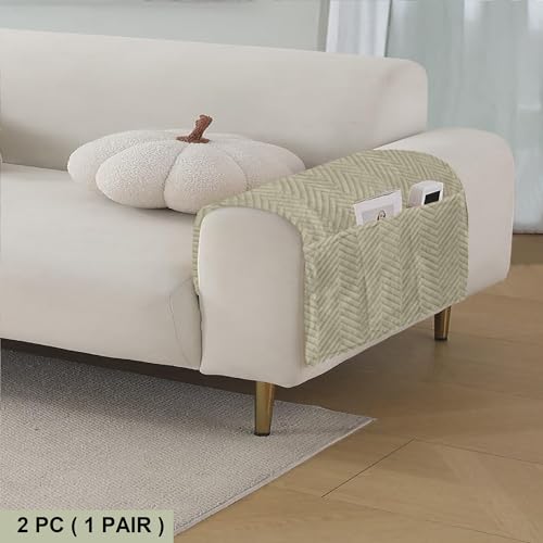 Image of Amazon Basics - Velvet Quilted Sofa Armrest - Set of 2 | Multi-Layered Fabric | 70cm x 70cm | 350 GSM | Color - Beige