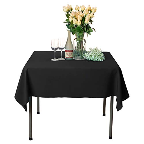 Veeyoo Square Tablecloth - 85X85 Inch Polyester Table Cloth Washable Wrinkle Free Dinner Tablecloth For Wedding, Party, Restaurant,Indoor And Outdoor Buffet Table - Black Tablecloth #TOP4