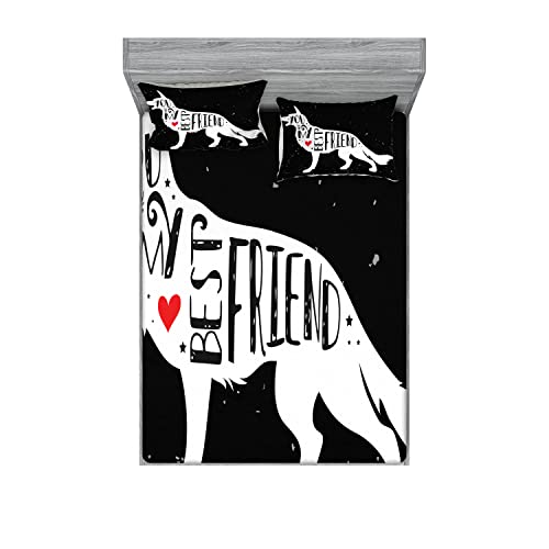 Ambesonne Best Friend 2 Pack Fitted Sheet & Pillow Sham