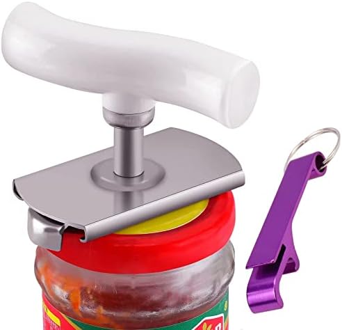 Feation Jar Opener,Bottle Opener Keychain Included,Stainless Steel Multifunctional Adjustable Jar Opener for 1-4in Bottles and Jars,Non-slip Lid Opener ​Tool for Weak Hand and Arthritis