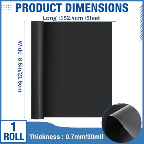 Image of Amylove 8.5 inch x 5 ft Extra Large Magnetic Sheets Roll for Crafts, 30 Mil Black Flexible Vinyl Non Adhesive Cuttable Backing Sheet for Die Arts Refrigerator Metal Storage