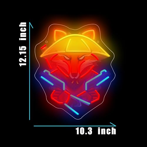 Image of Fox with Gun Neon Sign For Wall Decor, Colorful UV Printed Neon Light with Retro Design, LED Artwork for Bar, Bedroom, Game Room, Party Decoration Holiday Birthday Gifts
