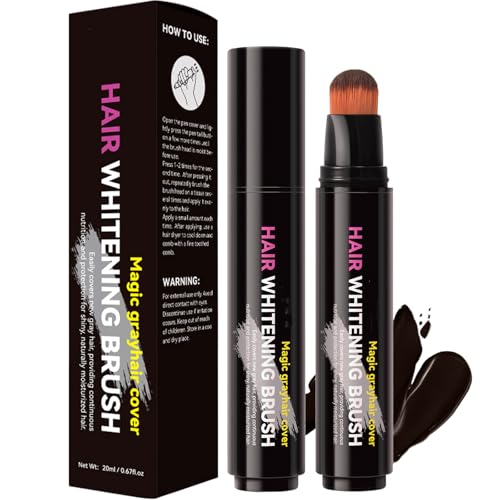 Root Touch-Up Stick, Hair Root Touch-Up Brush, Hair Root Colour Touch Up, Black Temporary Hair Dye Semi-Permanent Brush, Waterproof Coverage with Blending Applicator, Grey Hair Coverage Beard (black)