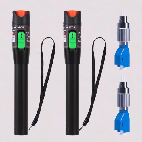 Image of 2PCS Visual Fault Locator, VFL Tester Kit - Includes Single Mode 9 /125um FC Male to LC Female Adapter and Red Light Pen for Fiber Optic Cable Network Testing