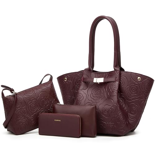 Image of Women Fashion Handbags Wallet Tote Bag Shoulder Bag Top Handle Satchel Purse Set 4pcs