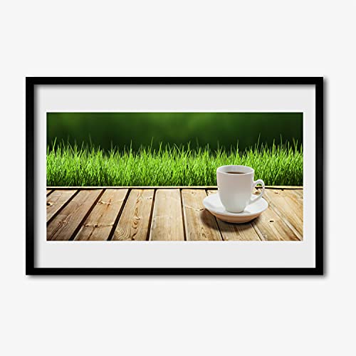 Affiche encadrée 60x40 cm Tulup tasse d'herbe cadre MDF nature