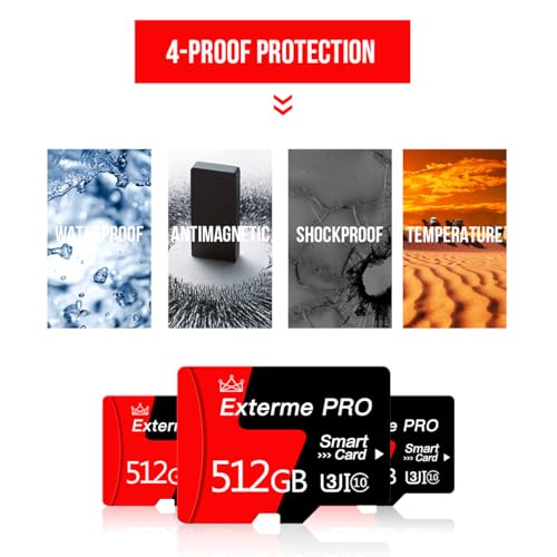 Image of 512GB Micro SD Card 512GB Memory Card with SD Adapter Micro SD Memory Cards Mini SD Card for Camera Class 10 High Speed TF Card for Drone,GOPRO