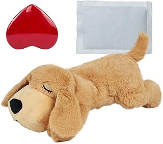 IFOYO Heartbeat Simulator,Heartbeat Pet Soothing Dog Plush Sleep Aid Toys, Dog Anxiety Toy Heartbeat Stuffed Toy for Separation Anxiety Calming Training (Light Brown)