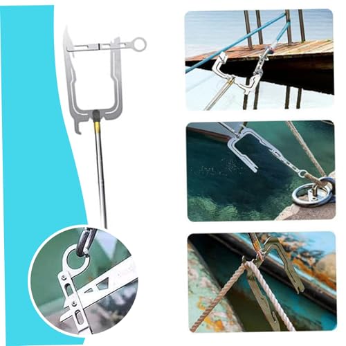 Ganci per barche per attracco, gancio telescopico a forma di U, gancio per ormeggio in metallo con manico antiscivolo, palo portatile