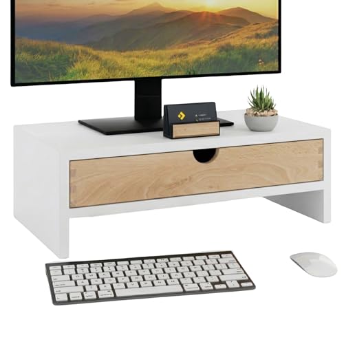 ComfortCove Podstawka pod Monitor z Szufladą, Biały