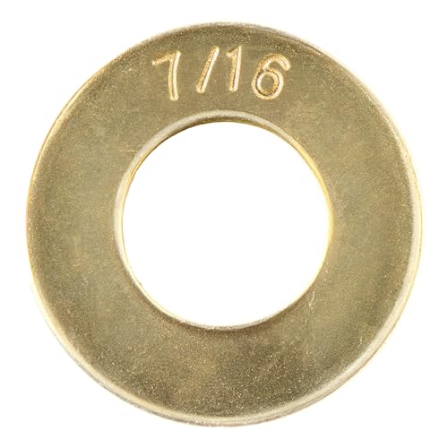 Image of 7 /16 inch (100 Pack) Grade 8 SAE Washer, Thru-Hardened, Yellow Zinc by Makers Bolt