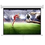 INMOZATA Pull Down Projector Screen 60 inch/133x75cm Wall & Ceiling Projector Screen with 16:9 Ratio Matte White Screen for Home School Cinema Theater Outdoor Indoor Public Display-White Frame