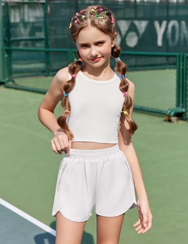 Image of Zaclotre Girls Athletic Shorts with Zipper Pockets High Waisted Running Shorts Soccer Gym Sports Active Short for Kids