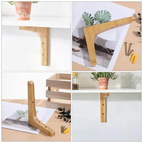 Soportes para estante de pared SHINEOFI de madera triangular pack de 2 escuadras para repisas 8