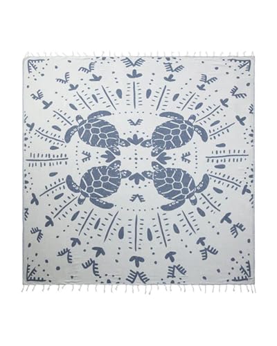 Sand Cloud Extra Large Turkish Beach Towel - Sand Resistant - 100% Organic Turkish Cotton Yarn - Quick Dry Towel for Beach Blanket or Bath - As Seen on Shark Tank - Marine Life (Prism Turtles XL)