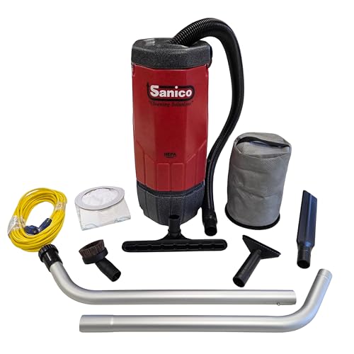 Sanico Redback Quiet Lightweight HEPA 10 Quart Backpack Vacuum Cleaner 61 dB with Tools Commercial...