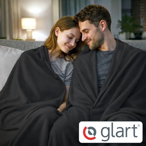 Glart Oeko Tex Fleecedecken 3er Set in anthrazit, Größe 130x160 cm, 200g/m2. Ideal als Wohndecke, Kuscheldecke, Sofaüberwurf oder Picknickdecke