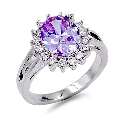 Lavencious Oval Round Amethyst Violet CZ Rings Wedding Party Statement Engagement Inspired Cocktails for Woman Size 5-10 (Purple, 7) Cover