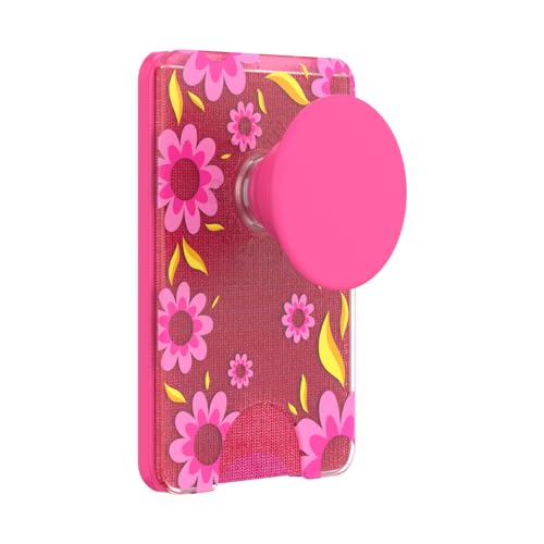 Image of PopSockets Phone Wallet for MagSafe, Phone Card Holder with Grip, Hot Pink - Pink Relief