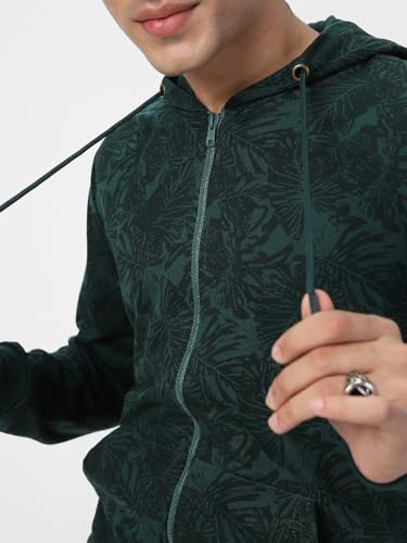 Image of Urbano Fashion Men's Cotton Regular Fit Printed Full Sleeve Casual Hooded Winterwear Sweatshirt