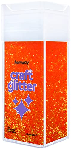 Hemway Glitter Shaker Fluorescent Orange 130g Chunky, Craft Glitter Shaker for Resin & Epoxy Crafts, Christmas Art Supplies