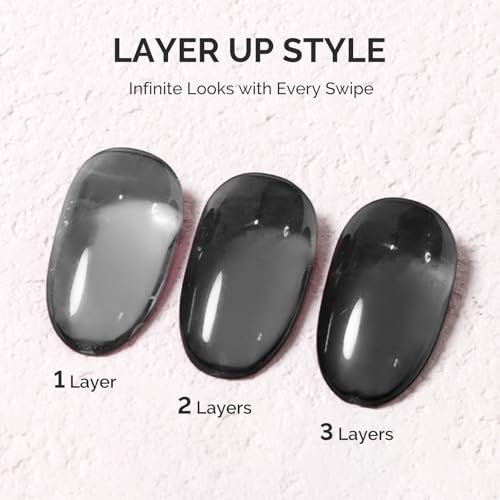 Image of MelodySusie Jeweliver Jelly Gel Nail Polish, 0.5Fl.oz Black Jelly Gel Polish Sheer Translucent Soak Off UV LED Light Cure Valentine's Day Gift for Women Nail Art Manicure Nail Art DIY at Home JM-NJ-4