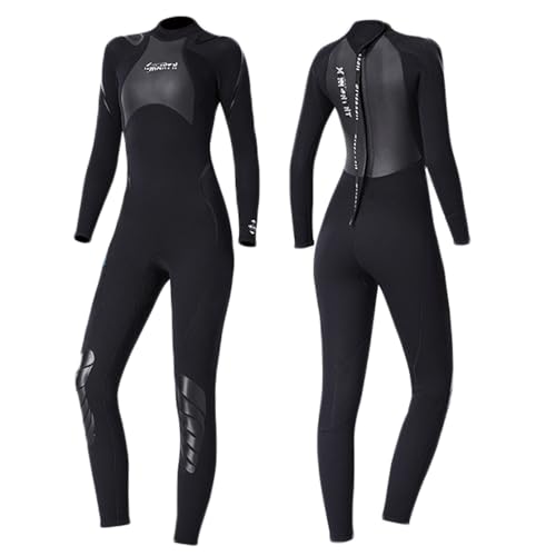 VLOBAOM Traje De Neopreno De 3 Mm para Hombre Traje De Buceo De Cuerpo Completo para Mujer Traje Húmedo con Cremallera Trasera para Bucear Snorkel Surf Natación,L, Women Black