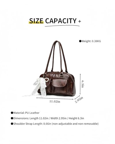 Y2K Shoulder Purses for Women Trendy - PU Leather Retro Boston Handbag, Lightweight and Versatile for Work and Travel2