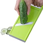 Japanese Mandoline Slicer, Handheld Vegetable Slicer & Potato Cutter with Stainless Steel Blade Ergonomic Safety Kitchen Tool for Salad Carrot Onion Cucumber (4.25x10.8 in)