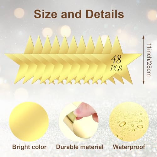EnioyView 48 PCS 11 Inch Large Gold Star Cutouts Double Printed Paper Stars for Wedding Classroom Wall Party Movie Night Bulletin Board Decoration Supply