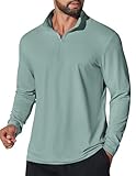 COOFANDY Mens Long Sleeve Sun Protection Shirts UPF 50+ 1/4 Zip Up Fishing Running Rash Guard T-Shirts Outdoor Shirt Green