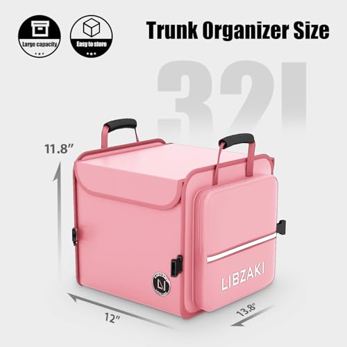 Image of LIBZAKI Car Trunk Storage Organizer, Collapsible Trunk Storage Box for Car Truck SUV-Pink