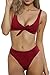 ESONLAR Hipsters Sexy Scoop Neck Cropped Top Bandage 2PCS Swimsuit Bikini Sets Wine XL