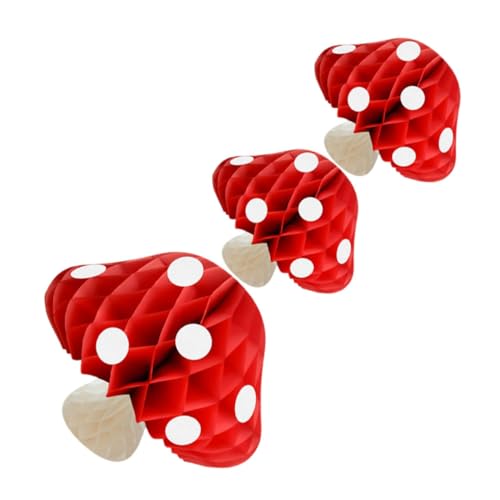 Gogogmee Lot de 3 Décorations Suspendues de Champignons en Papier Alvéolé Ornements pour Fête D’Anniversaire Mariage et Shower Décorations Festives Colorées et Légères Centre de Table
