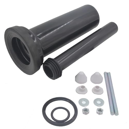 WC Anschluss Set 300mm, Anschlussgarnitur für Wand-WC mit Spülrohr Abflussrohr Kappen Dichtung und Befestigungsmaterial Montageset für Hänge-WC