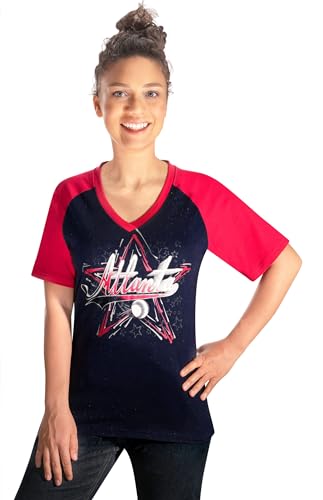 Simapak Camisetas femininas de beisebol Cage Fans Athletic City Raglan - azul royal e branco, Azul m
