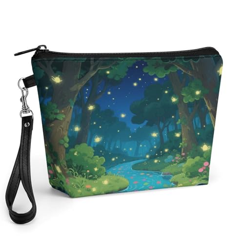 Bolsa de maquillaje con cremallera Firefly Forest, neceser de cosméticos 8.9x2.6x5.7 pulgadas