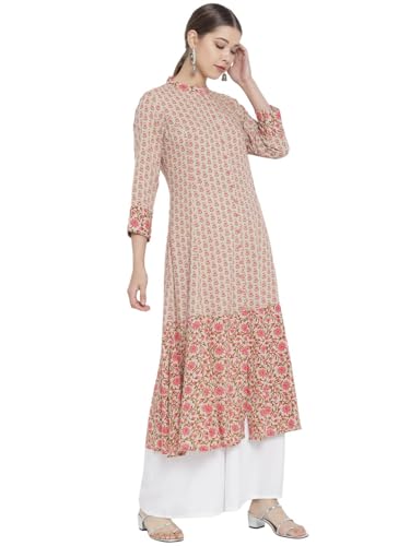 Image of Yash Gallery Women's Viscose Rayon Relaxed Fit Anarkali Floral Kurta