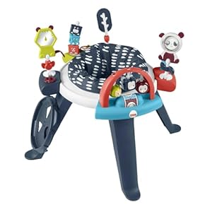 Fisher-Price 3-in-1 Spin & Sort Infant Activity Center and Toddler Play Table, Navy Dashes- Unisex