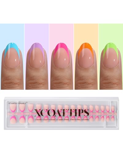 BTArtboxnails XCOATTIPS Brighter Pastel French Tip Press On Nails...