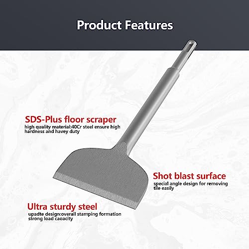 GSTK 11PCS Carbide SDS PLUS Chisel Set, SDS PLUS Drill Rotary Hammer Bits Drill Cleaning Concrete Tile Set Drill Chisel Set, Ideal for Removing Tiles, Mortar, Bricks, Stones, Concrete, Blocks - Thumbnail 3