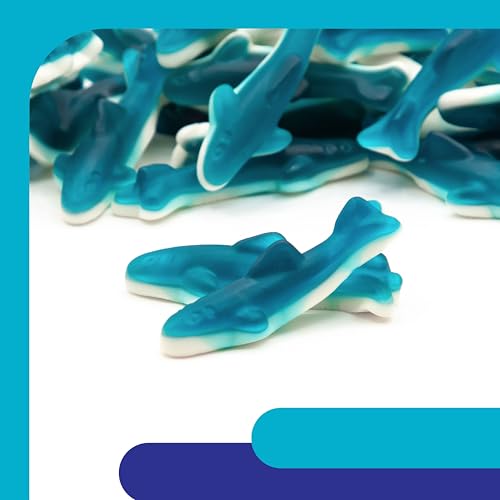 Blue Sharks Gummy Candy - 2 Pound Bulk Bag - Blue Raspberry Shark Gummies - Fun Gummy Fish for Candy Buffets, Gender Reveal, Beach Parties, and Ocean Themed Events - Thumbnail 4