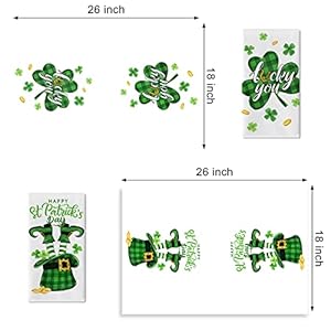 Seliem Happy St. Patrick's Day Top Hat Shamrock Kitchen Dish Towel Set of 2, Lucky You Clover Hand Towel Green Buffalo Plaid Drying Baking Cooking Cloth, Irish Spring Home Kitchen Decor 18x26 Inches Seliem Happy St Patricks Day Top Hat Shamrock Kitchen Dish Towel Set of 2 Lucky You Clover Hand Towel Green Buffalo Plaid Drying Baking Cooking Cloth Irish Spring Home Kitchen Decor 18×26 Inches
