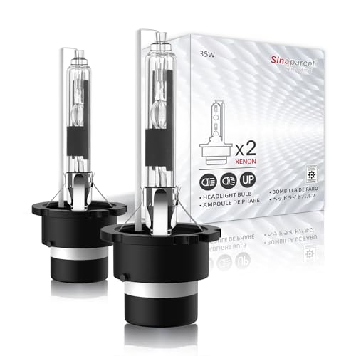 Sinoparcel D2R Xenón HID Bombillas de Faros - 6000K 35W Haz Baja y Alta Luces de Reemplazo 85126UB 66250 66050 85126WX 66440XNL - Paquede de 2