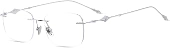 HELES Unisex Rimless Titanium Opitcal Eyeglass Frame, Lightweight Rectangle RXReady